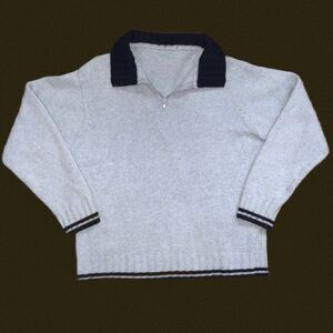 baby blue wool sweater made in‎ italy large quarter zip nylon wool blend stripe